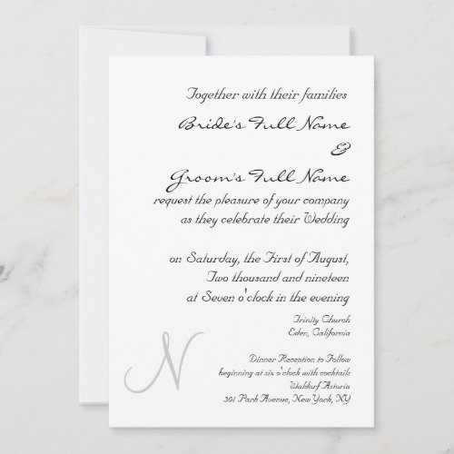 SILVER MONOGRAM WEDDING INVITATION TEMPLATE