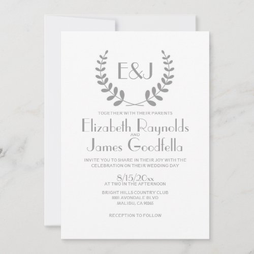 Silver Monogram Wedding Invitations