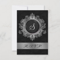 silver monogram wedding RSVP standard 3.5 x 5