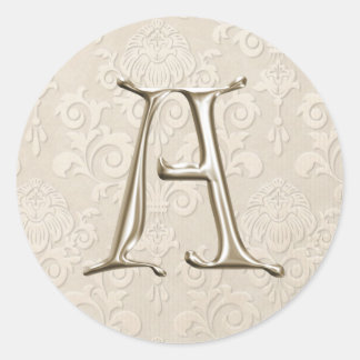 Silver Monogram Wedding Stickers - letter A