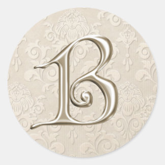 Silver Monogram Wedding Stickers - letter B