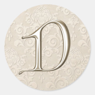 Silver Monogram Wedding Stickers - letter D
