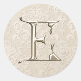 Silver Monogram Wedding Stickers - letter E
