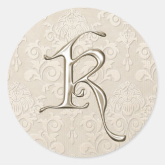 Silver Monogram Wedding Stickers - letter K