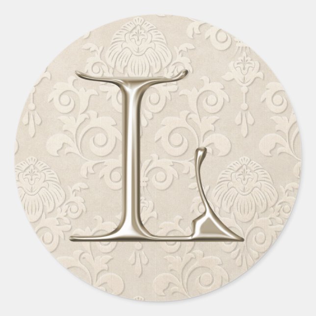 Silver Monogram Wedding Stickers - letter L (Front)