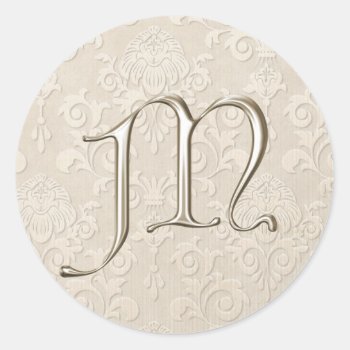 Silver Monogram Wedding Stickers - Letter M by PMCustomWeddings at Zazzle
