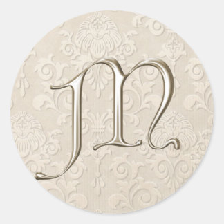 Silver Monogram Wedding Stickers - letter M