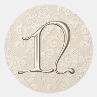 Silver Monogram Wedding Stickers - letter N