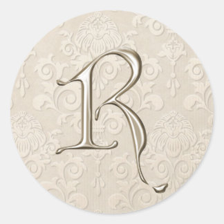 Silver Monogram Wedding Stickers - letter R