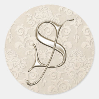 Silver Monogram Wedding Stickers - letter S