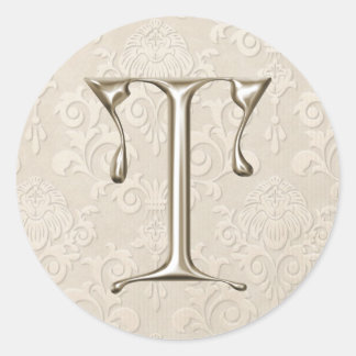 Silver Monogram Wedding Stickers - letter T
