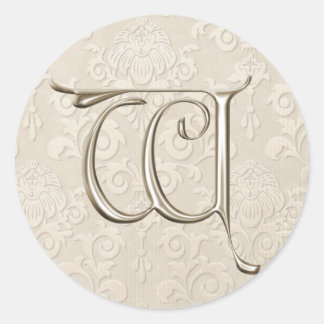 Silver Monogram Wedding Stickers - letter W