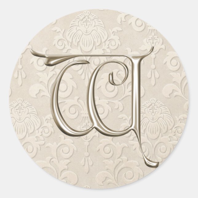 Silver Monogram Wedding Stickers - letter W (Front)