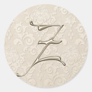 Silver Monogram Wedding Stickers - letter Z
