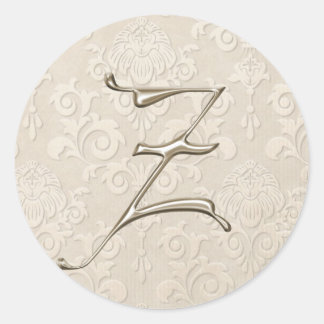 Silver Monogram Wedding Stickers - letter Z