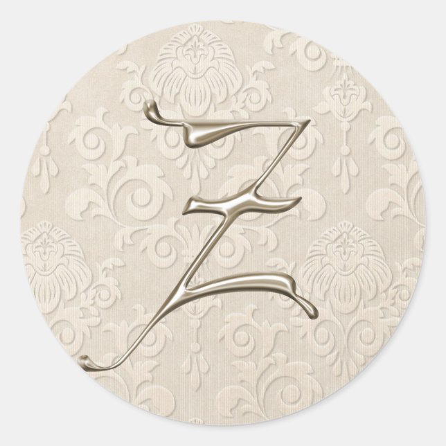 Silver Monogram Wedding Stickers - letter Z (Front)