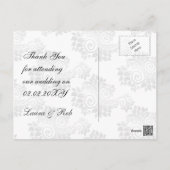 silver monogram wedding thank you postcard (Back)