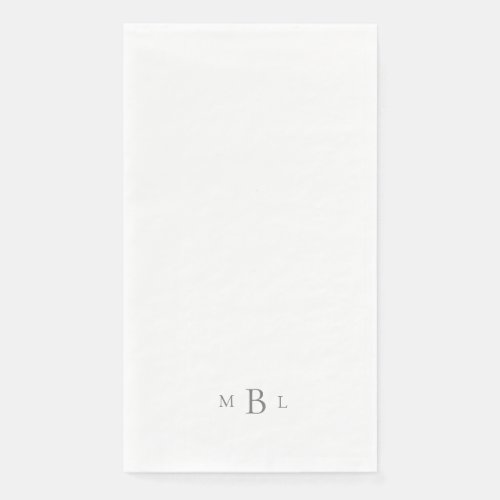 Silver Monogram White Elegant Wedding  Paper Guest Towels