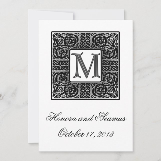 Silver Monogrammed Celtic Wedding Invitation (Front)