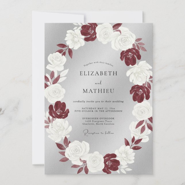 Silver Moody Winter Wedding Invitation (Front)