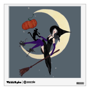 Silver Moon and Her Witch Wall Sticker