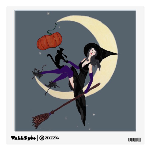 Silver Moon and Her Witch Wall Sticker (Front)