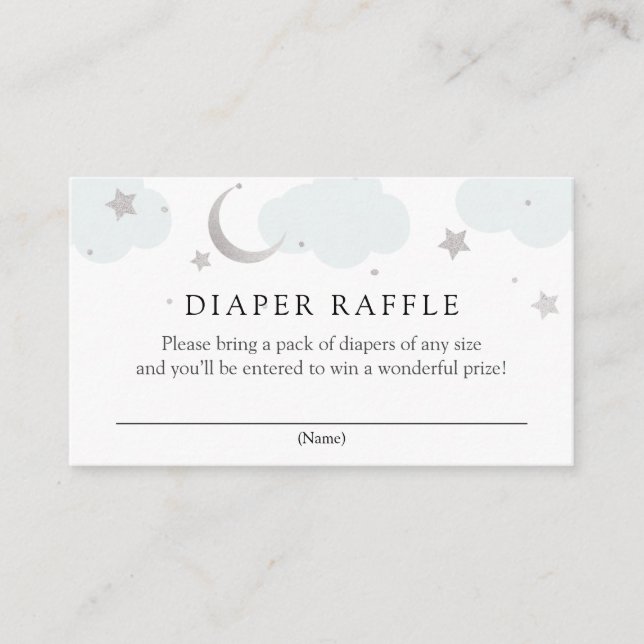 Silver Moon and Stars Diaper Raffle insert card (Front)