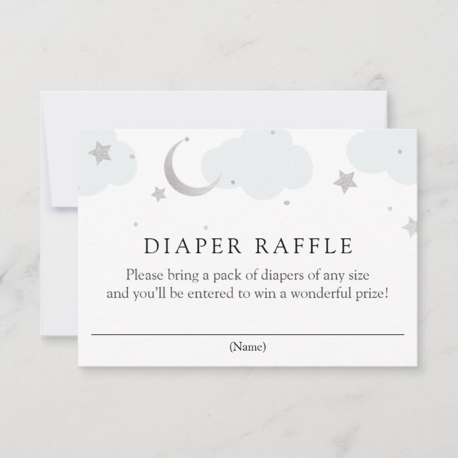 Silver Moon and Stars Diaper Raffle insert card (Front)