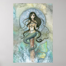 Silver Moon Mermaid Poster by Molly Harrison