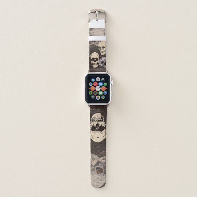 Silver Moon Skull Apple Watch Band (Front)