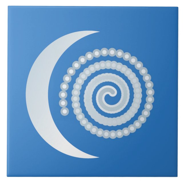 Silver Moon Spiral Ceramic Tile (Front)