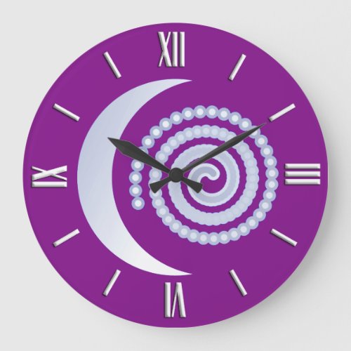 Silver Moon Spiral deep purple Large Clock
