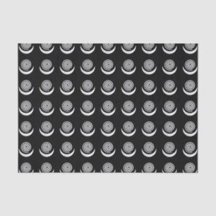 Silver Moon Spiral on black Tissue Paper