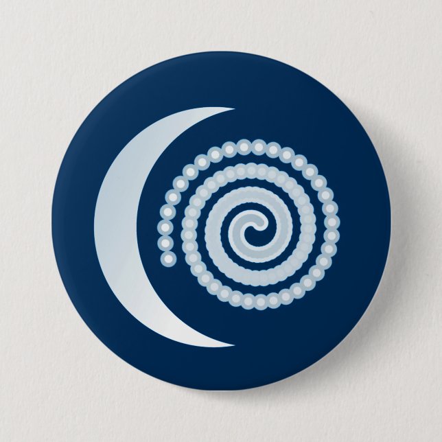 Silver Moon Spiral on dark blue Pinback Button (Front)
