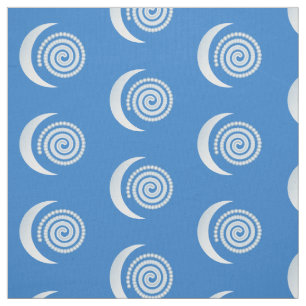Silver Moon Spiral on deep blue Fabric