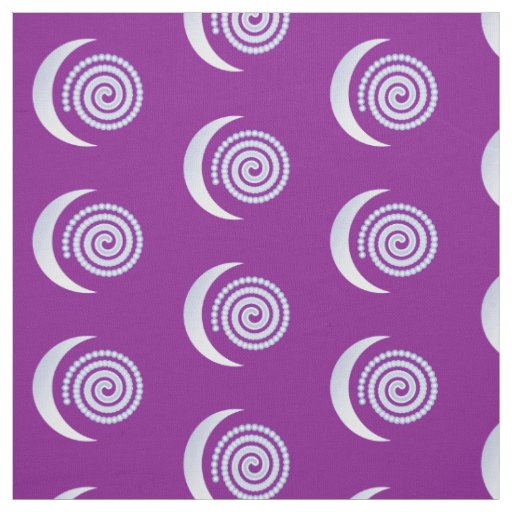 Silver Moon Spiral on purple Fabric