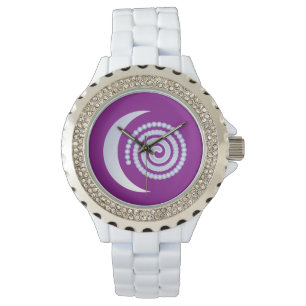 Silver Moon Spiral on purple Watch