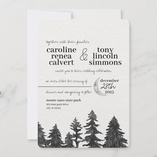 Silver Moon Wedding Invitation (Front)