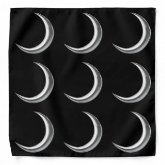 Silver Moons on Black Bandana