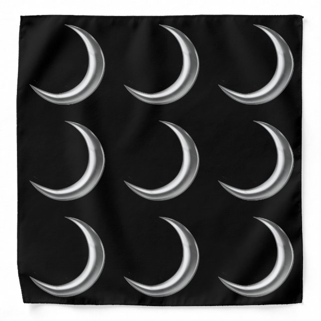 Silver Moons on Black Bandana (Front)