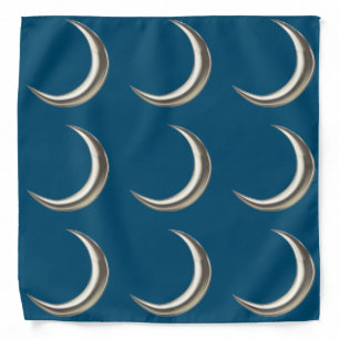 Silver Moons on Turquoise Bandana