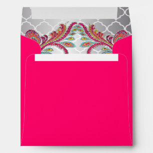 Silver Moroccan Tile Pattern Pink Paisley Inside Envelope