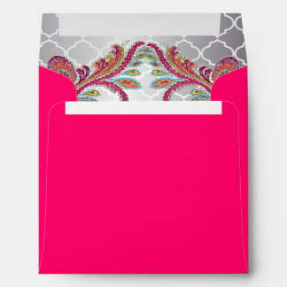 Silver Moroccan Tile Pattern Pink Paisley Inside Envelope