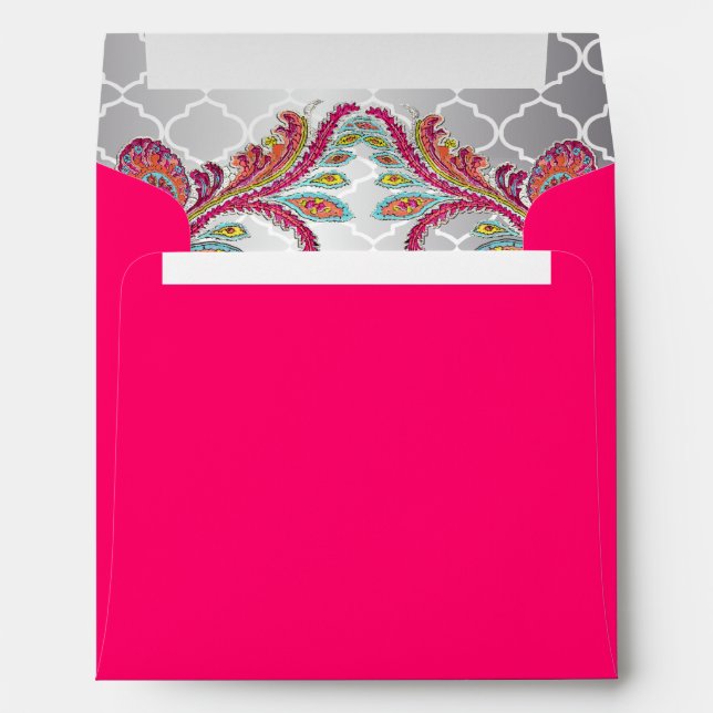 Silver Moroccan Tile Pattern Pink Paisley Inside Envelope (Back (Bottom))