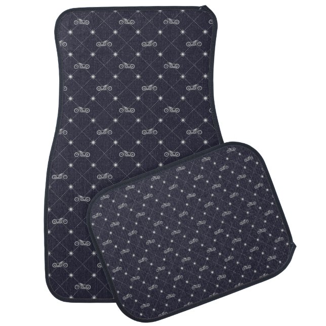 Silver Motorcycle Car Floor Mat (Set)
