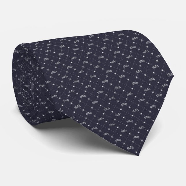 Silver Motorcycle Neck Tie (Rolled)