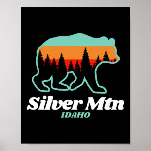 Silver Mountain Idaho Skiing Snowboarding Bear  Poster