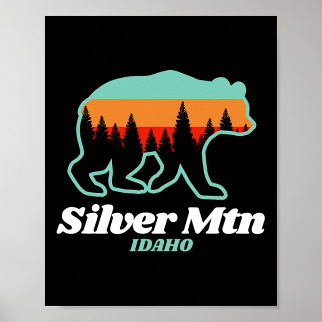 Silver Mountain Idaho Skiing Snowboarding Bear  Poster (Front)