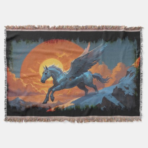 Silver Mountain Pegasus Throw Blanket