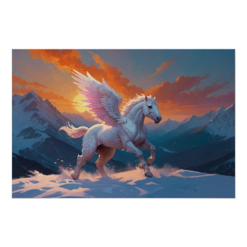 Silver Mountain Pegasus Throw Blanket Poster